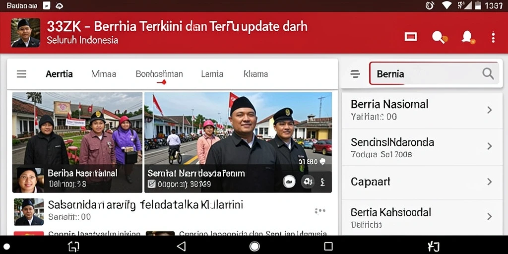 Tampilan antarmuka aplikasi Berita Nasional 33ZK yang informatif.