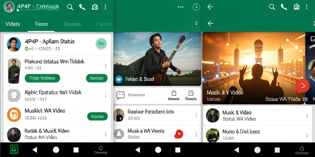 Tampilan antarmuka 4P4P untuk mengunduh video status.