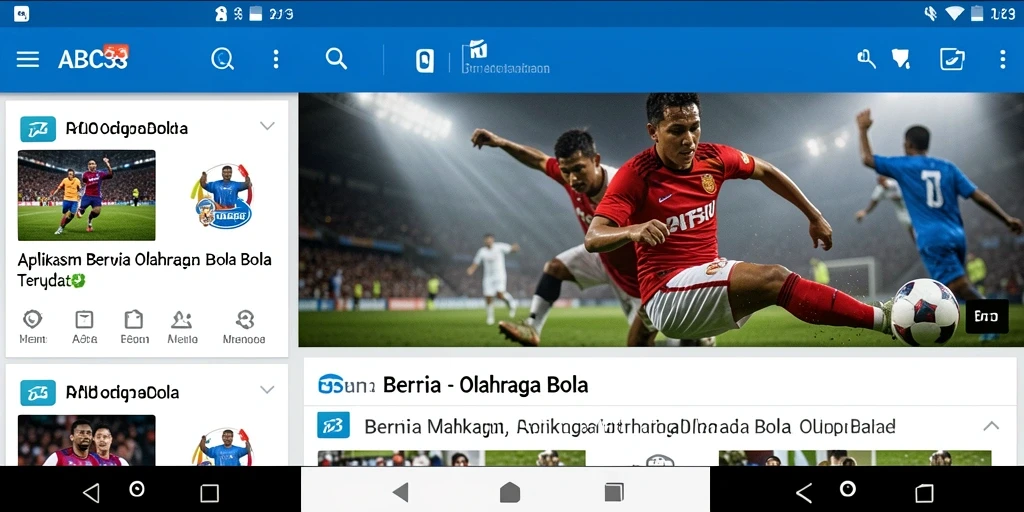 Antarmuka aplikasi ABC33 yang menarik dan informatif tentang olahraga bola.