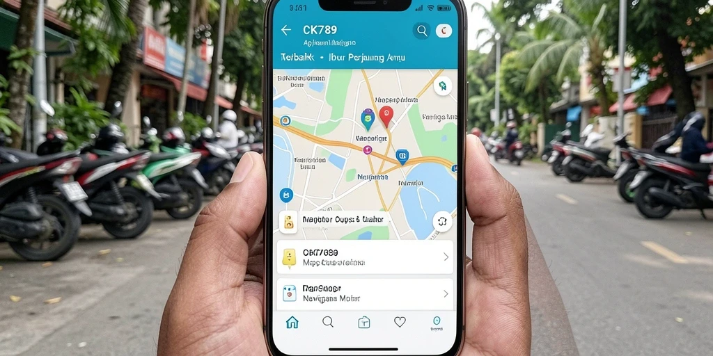 Tampilan antarmuka CK789 menunjukkan fitur Navigasi Motor yang user-friendly.