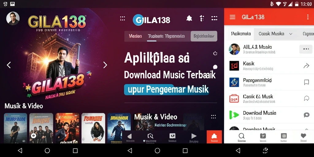 Antarmuka GILA138 dengan fungsi Download Musik yang sederhana.