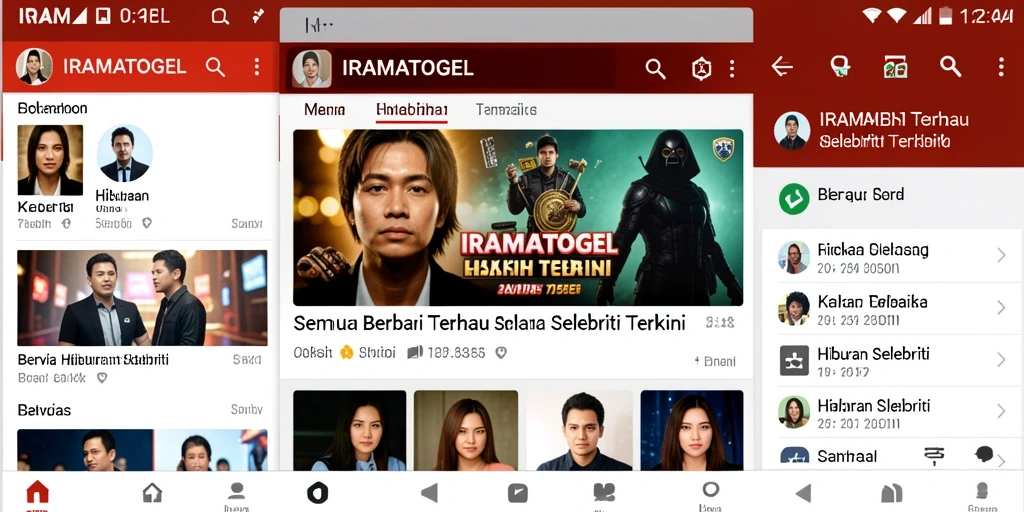 Antarmuka aplikasi IRAMATOGEL untuk berita selebriti yang menarik.