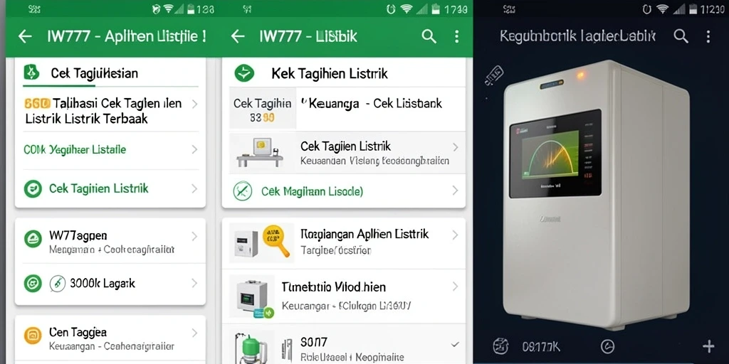 Tampilan antarmuka IW777 yang sederhana dan fungsional untuk cek tagihan listrik.