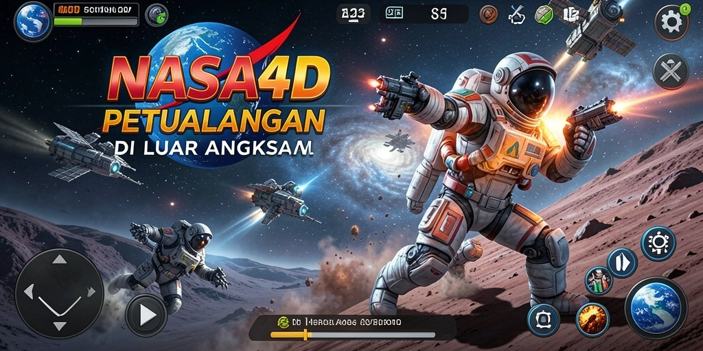 Antarmuka gameplay <strong>NASA4D</strong> dalam aksi luar angkasa yang mendebarkan.
