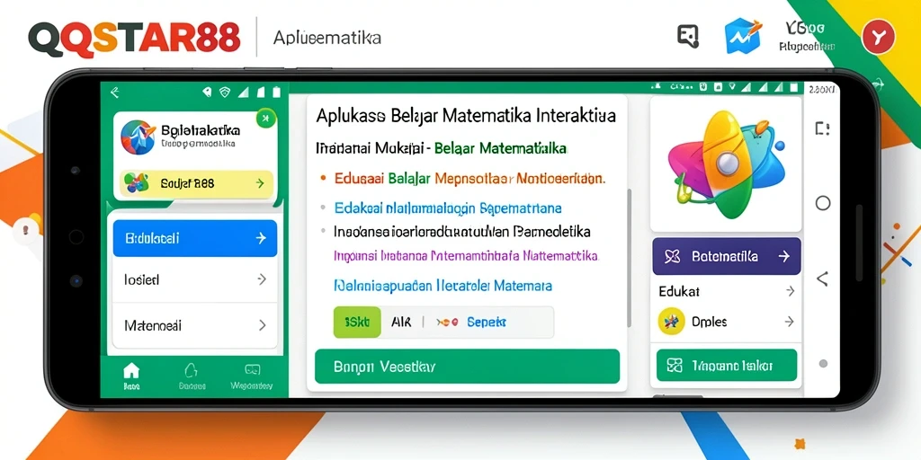 Screenshot aplikasi QQSTAR88 dengan antarmuka belajar matematika yang interaktif.